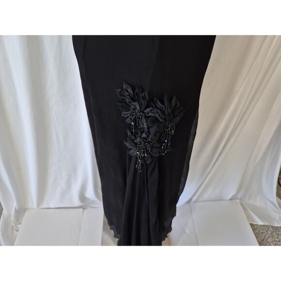Vintage Collette Dinnigan 100% Silk Black Y2K Gown Dress Medium Embellished - Picture 6 of 12